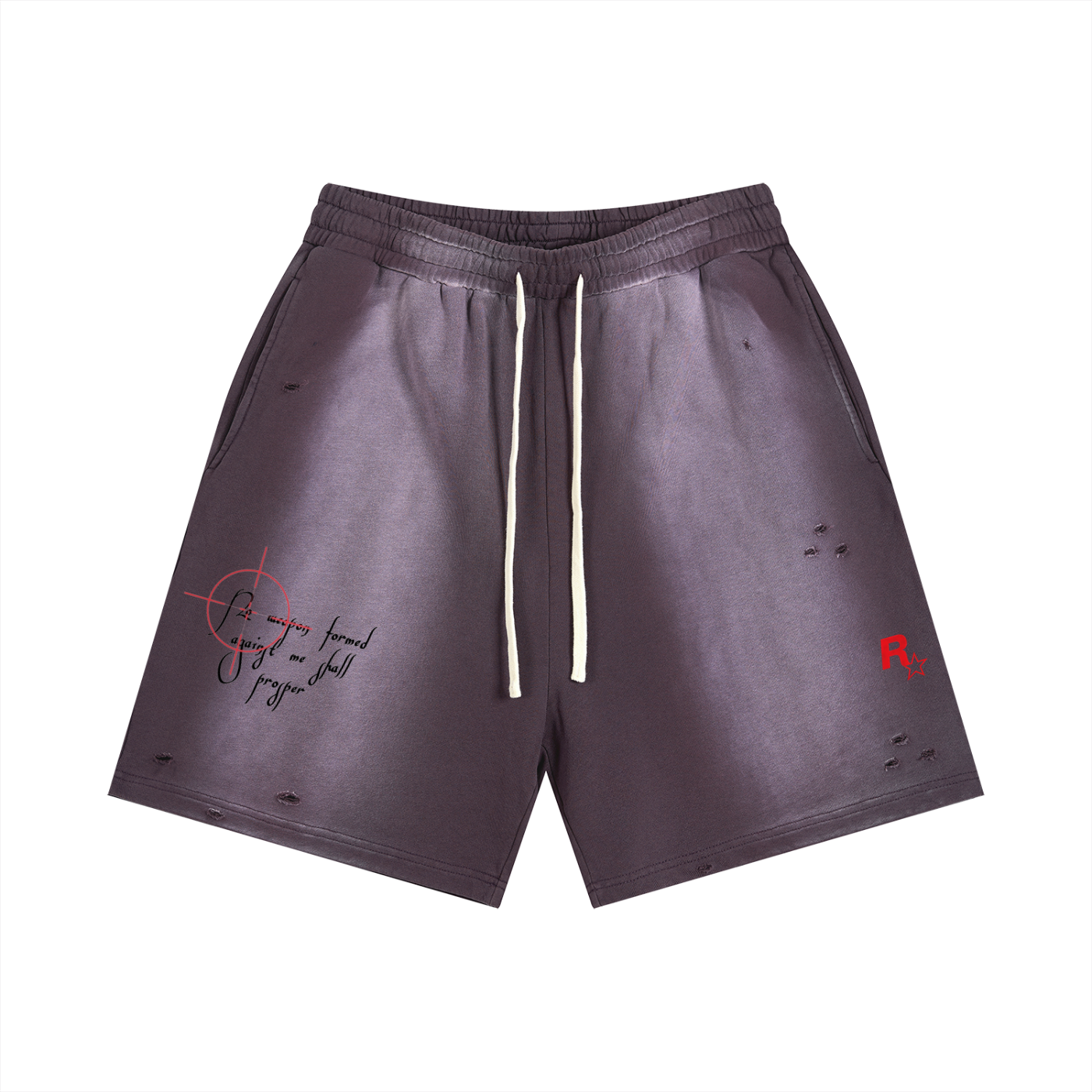 “WEAPONS” Sun Fade Distressed Shorts