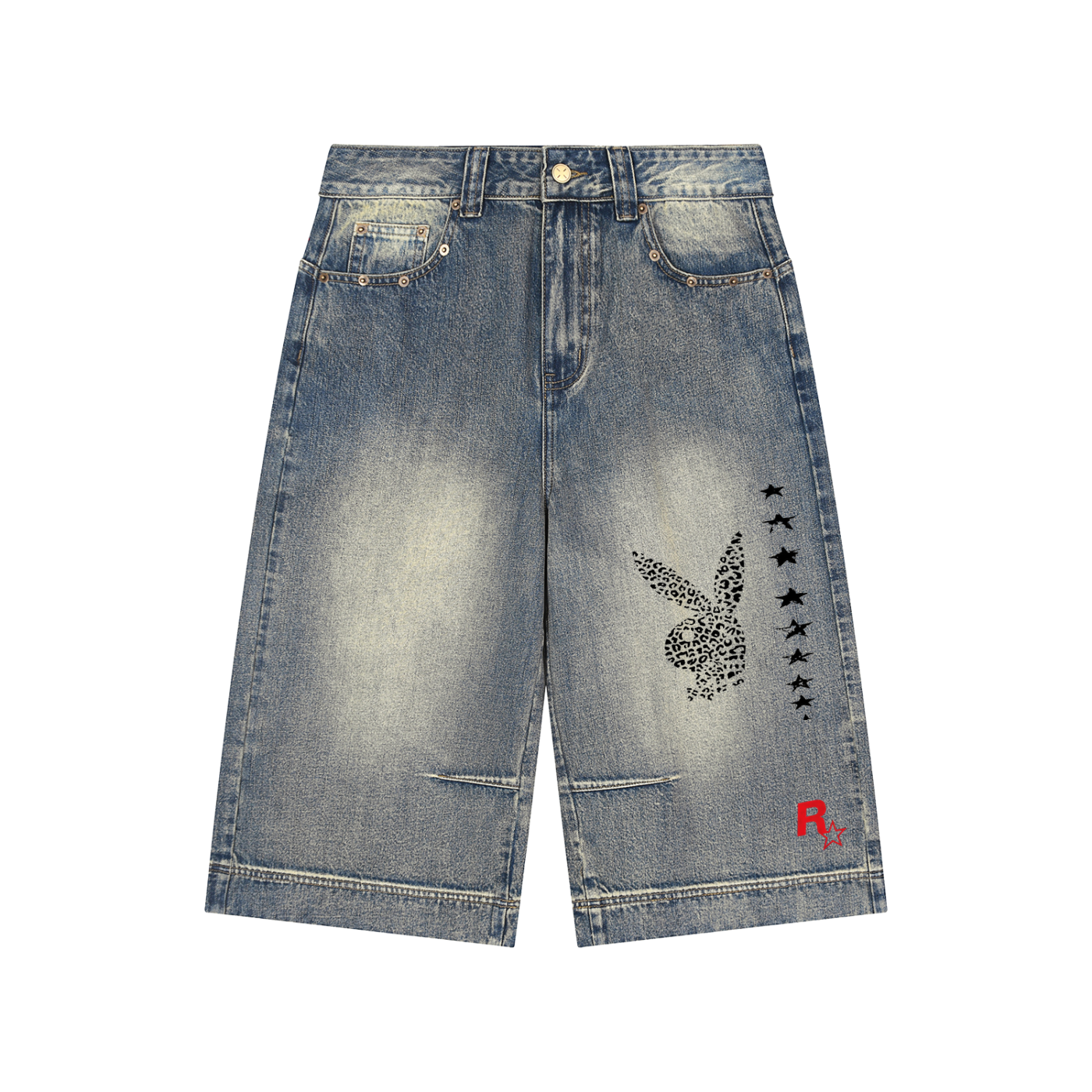 “S.H.F” Vintage Wash Denim Shorts