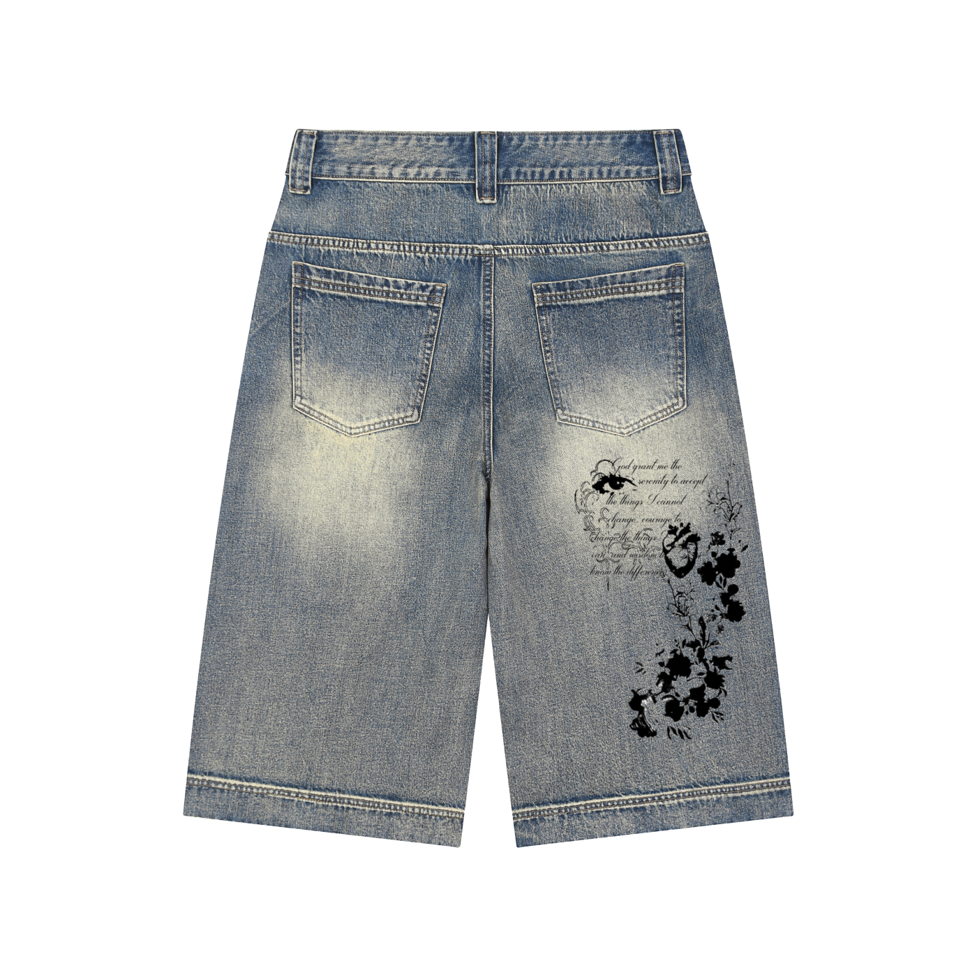 “S.H.F” Vintage Wash Denim Shorts