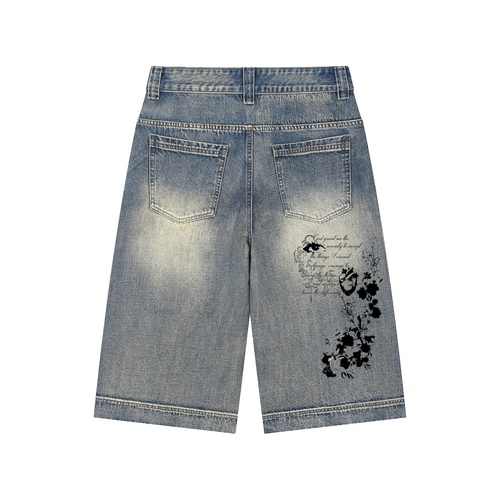 “S.H.F” Vintage Wash Denim Shorts