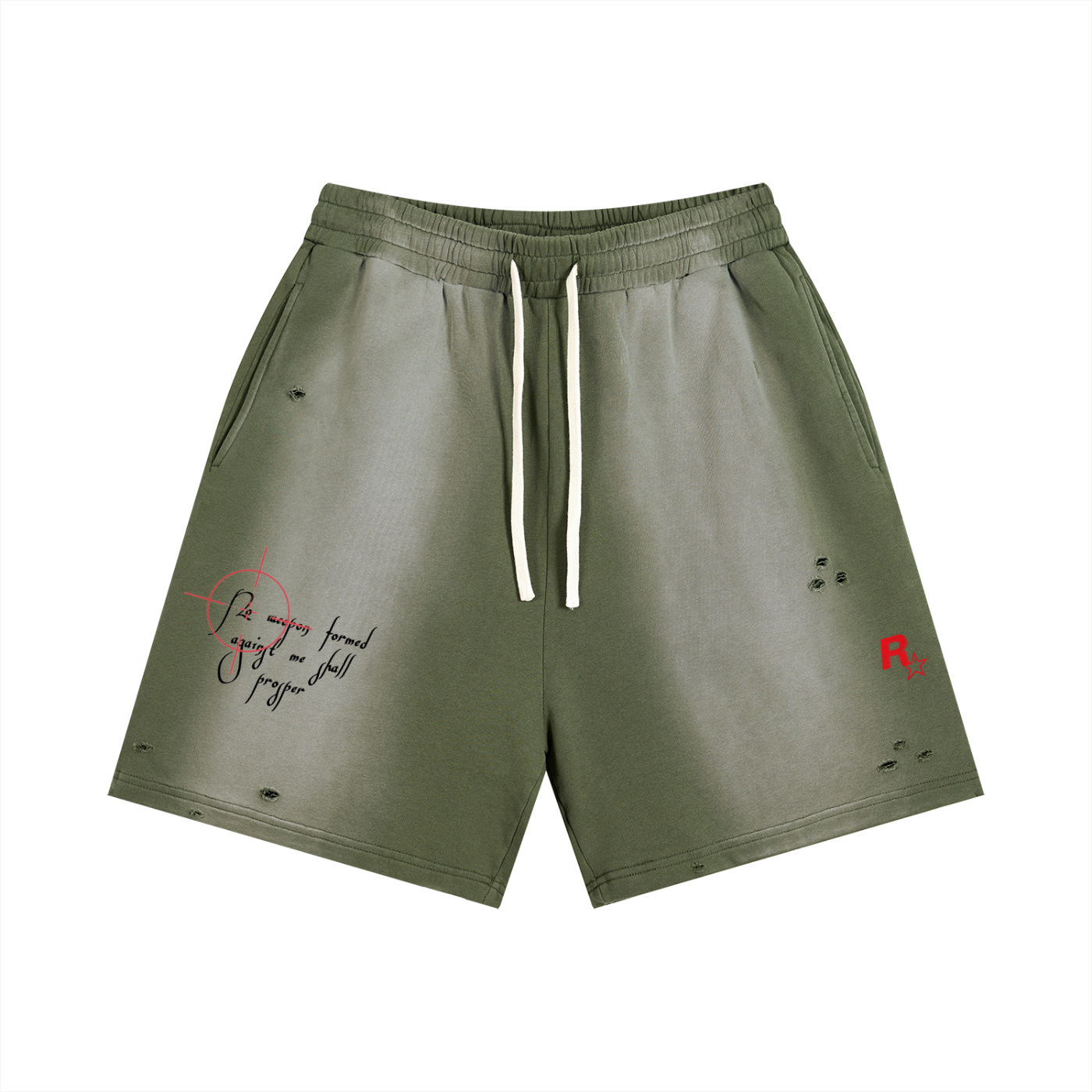 “WEAPONS” Sun Fade Distressed Shorts