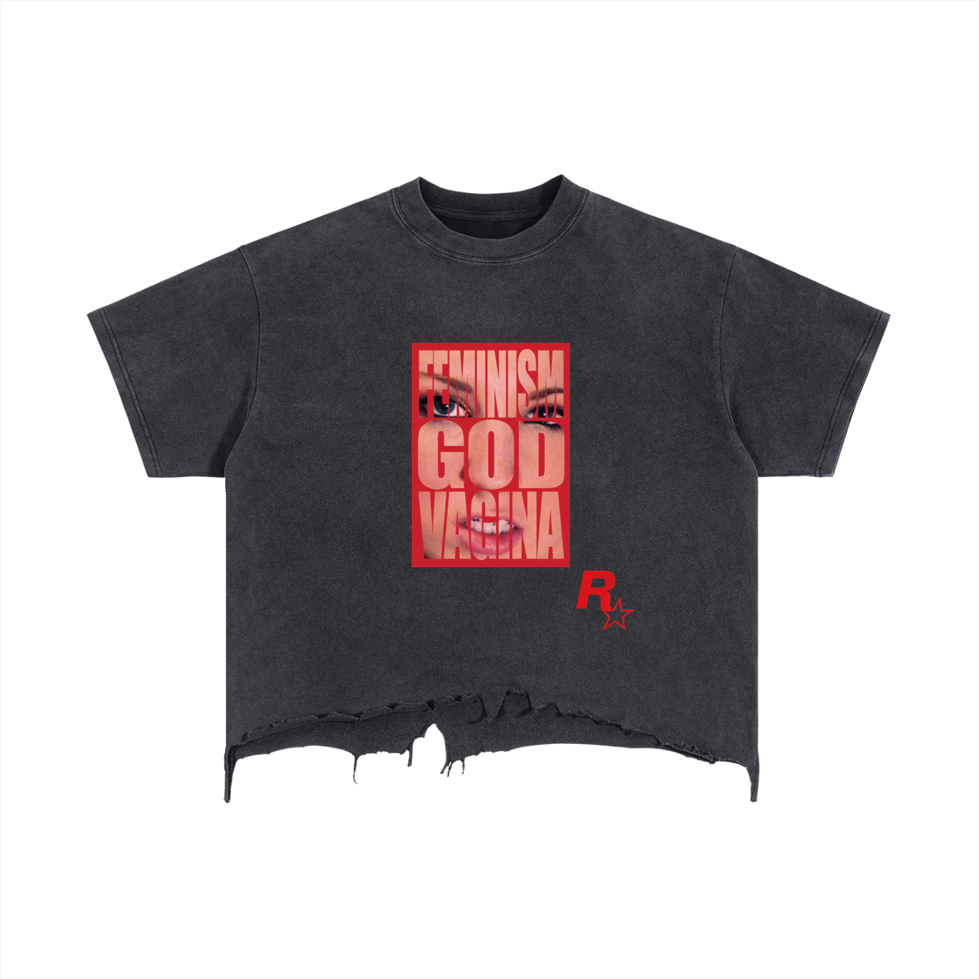 “I WANT IT ALL” Boxy Distressed Hem T-Shirt