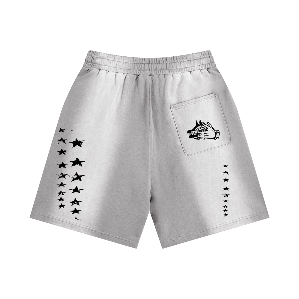 “WEAPONS” Sun Fade Distressed Shorts