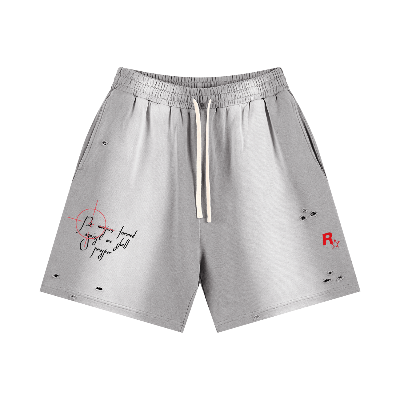 “WEAPONS” Sun Fade Distressed Shorts