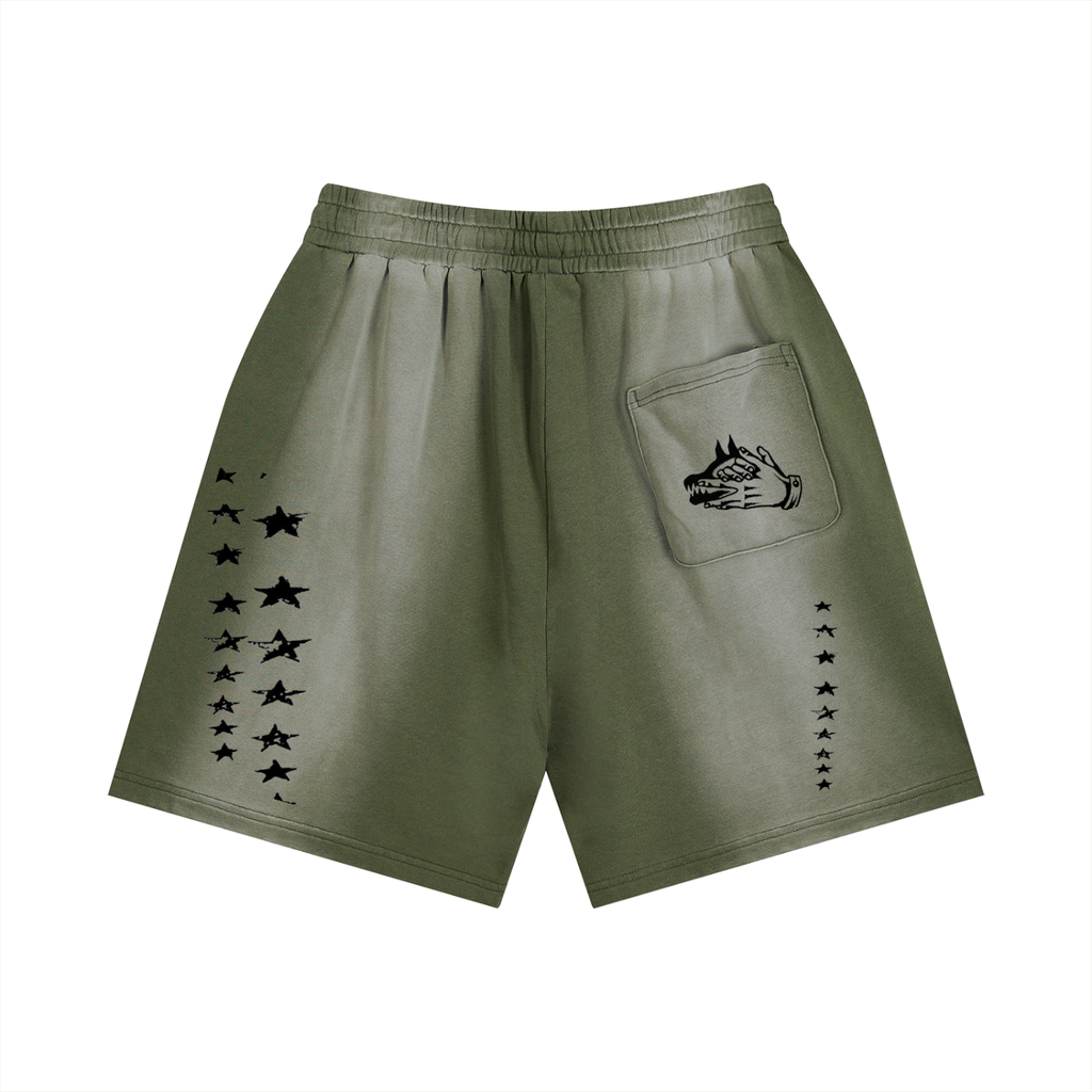 “WEAPONS” Sun Fade Distressed Shorts